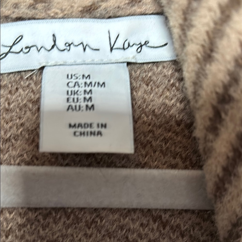 London Kaye Brown and Cream Cardigan Sweater with Duster Length - Picture 2 of 5